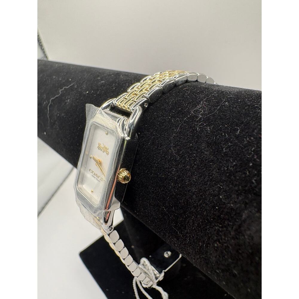 Coach New York Cadie Women Watch Two-Tone Bracelet Slim Rectangular As Is Silver - Picture 5 of 8